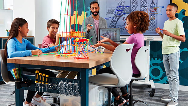 Students engaged in interactive learning activity.