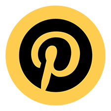 Logo Pinterest en noir sur fond jaune