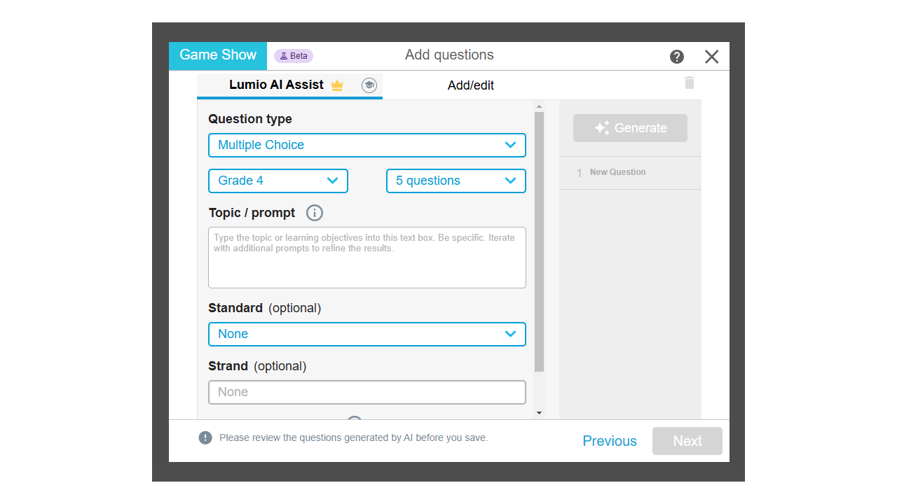 Screen capture showcasing Lumio's AI Assist