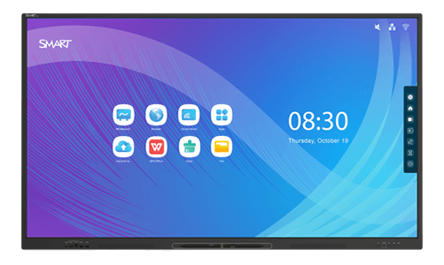 Front view of a SMART Board GX series with a clean and organized default home screen setup.
