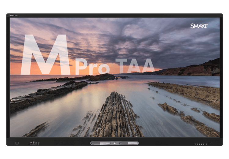 High-resolution image of a coastal sunset displayed on the TAA-compliant SMART Board M Pro series, emphasizing clarity and vibrant colors.